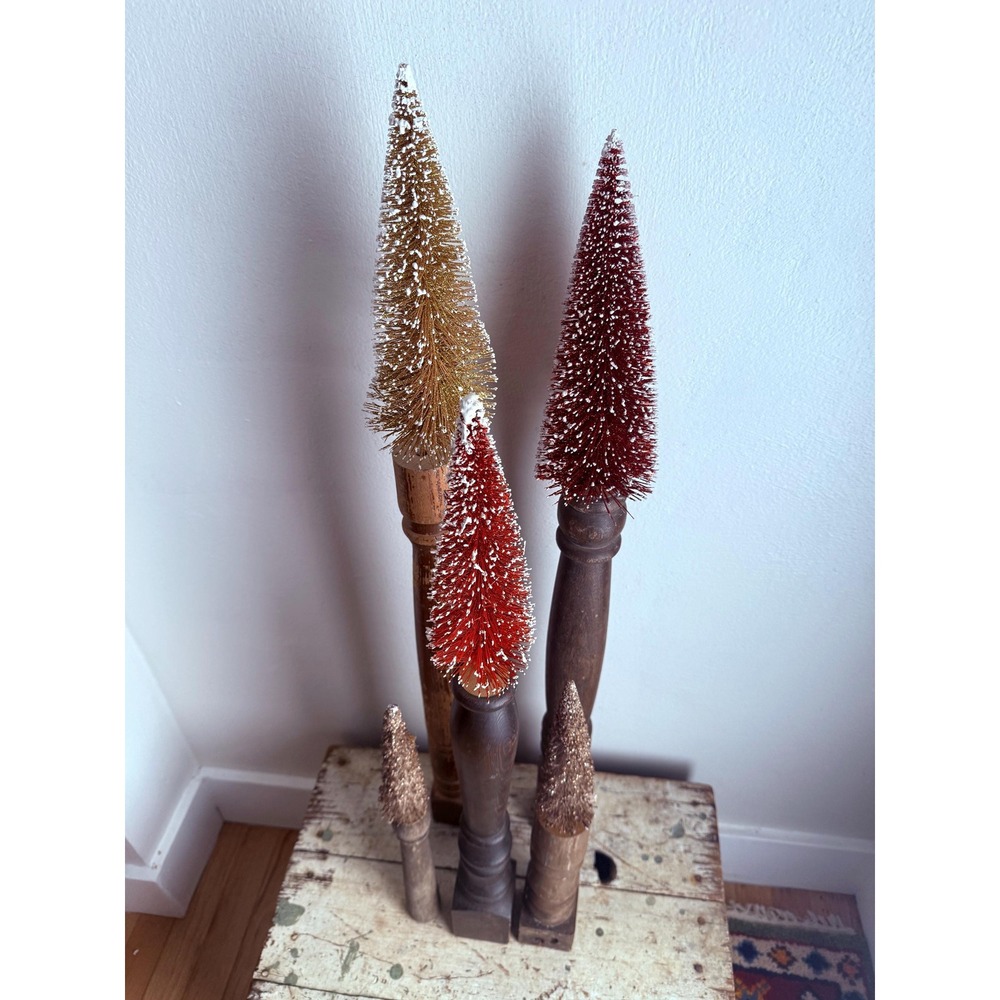 Repurposed Staircase Pedestal Christmas Trees Pipe Cleaner Handmade Holiday - Picture 9 of 15